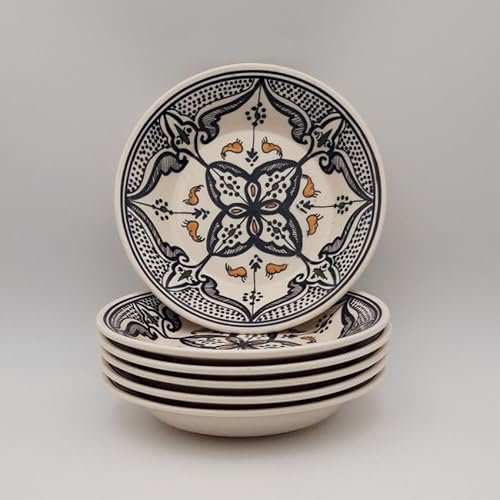 Lot de 6 assiettes creuses Marocain noir - D 24 cm