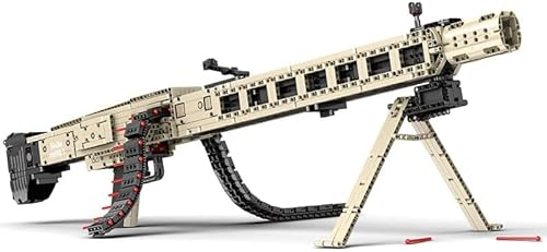 FULHOLPE Technik Schießwaffe Bausteine, Technik MG-42 Maschinengewehr Bausatz Modell mit Schussfunktion, 1886+ Klemmbausteine Gewehr Waffen Bauset Konstruktionspielzeug Kompatibel mit Großen Marken