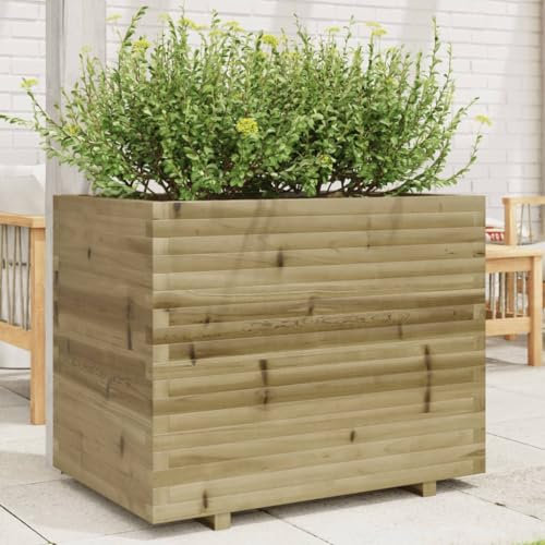 Homgoday Fioriera Grigliato per Giardino, Fioriera da Giardino 90x60x72,5 cm in Legno di Pino Impregnato, Fioriera Grigliato per Giardino, Fioriera da Esterno,Fioriera Balcone