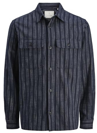 Jack & Jones Jprccraymond Spring Stripe Overshirt Sn, natthimmel, S
