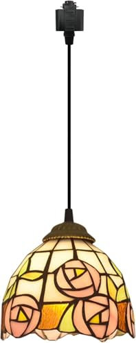 FSLiving Pendelleuchte mit Eisenschirm, steckerfertiger Kronleuchter mit 4 m CE-geschaltetem Dimmer-Steckerkabel, ohne Leuchtmittel,Art Deko, 15cm im Durchmesser,Glas