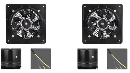 Tnfeeon 2Pcs 6in 40W Wall Mounted Exhaust Fan Low Noise Extractor Ventilator Fan Home Bathroom Kitchen Ventilation Axial Exhaust Blower Fan for Warehouse Restaurant Garage(Black)