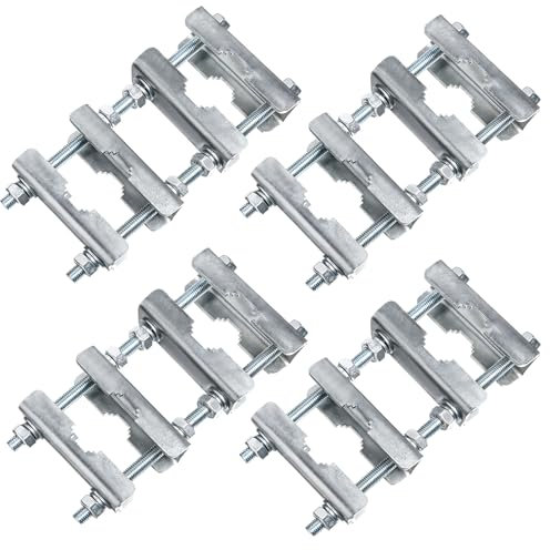 4 Sets Antenna Mast to Mast Clamp Bracket Kit with V Jaw Blocks for 1-2.5 OD Poles, Heavy Duty Mounting Hardware for Ham TV Network Antennas, Security Cameras, Weather Station