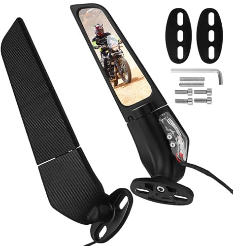 iplusmile 1paar Rückspiegel Mit Blinker Universelle Motorradspiegel Für Lenker Große Spiegeloberfläche Installieren Stabil Und Langlebig Geeignet Für Verschiedene Motorradmodelle