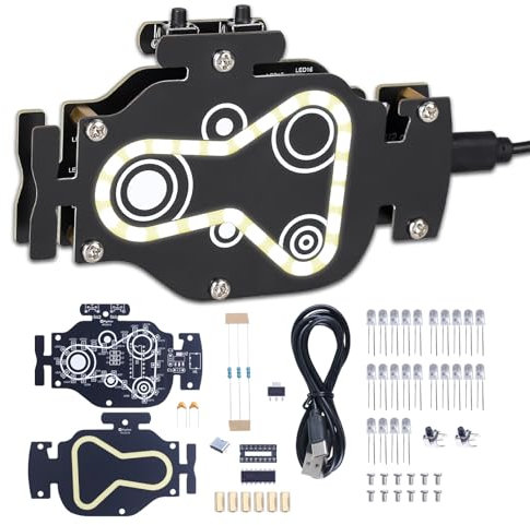 DIY Löt Bausatz mit Motor und Zahnrad – Elektronik Kit mit 4 LED Lichteffekten, STEM Lernprojekt für Anfänger und Schüler, Kreatives Tischmodell für Technikbegeisterte