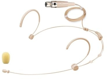 Genérico Micrófono de Diadema Omnidireccional para Shure QLXD1 Transmisor Bodypack, con Mini Conector XLR de 4 Pines, Color Beige