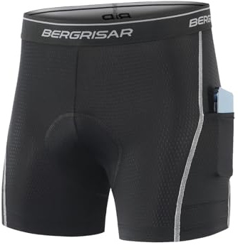 BERGRISAR Pantaloncini da ciclismo imbottiti Biancheria intima Mens Mountain Road Bike Undershorts Traspirante Ciclo Bicicletta Pantaloncini
