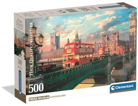 Clementoni Puzzle Collection - Westminster Bridge 500 Stücke, Compact Box - Puzzle für Erwachsene 14-99 Jahre, Geschenk für Mann und Frau, London, Made in Italy, 35575