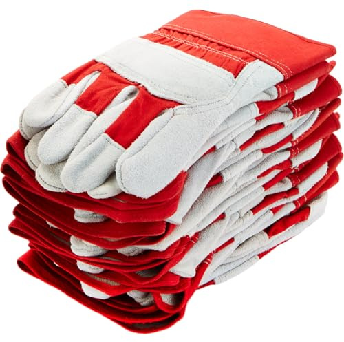 Supreme TTF 5 Pairs Red Rigger Work Gloves Canadian Leather Heavy Duty Safety Gauntlets Size XL YELLOW (Red)