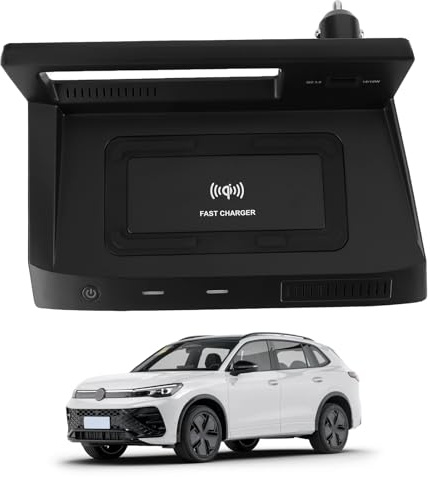 LICHENGTAI Kabelloses Ladegerät Auto kompatibel für VW Tiguan (Typ AD1) 2016–2021 Kabellose Handy-Ladestation Kfz-Ladegeräte Auto QI Drahtlose Ladegeräte
