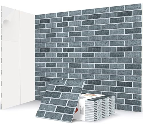 JBER 12 Pack Acoustic Panels Self-Adhesive, Brick Sound Proofing Panels, High Density Acoustic Wall Panels for Recording Studios, Game Room, Home, Office, 30x30x1cm, Lime Black