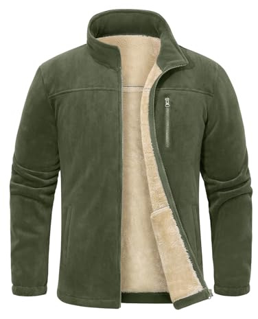 Voqeen Giacca Invernale Uomo in Pile Termico Giacche con Zip Caldo Felpa Manica Lunga Sportivo Cappotto Sherpa da Lavoro Giubbino Casual