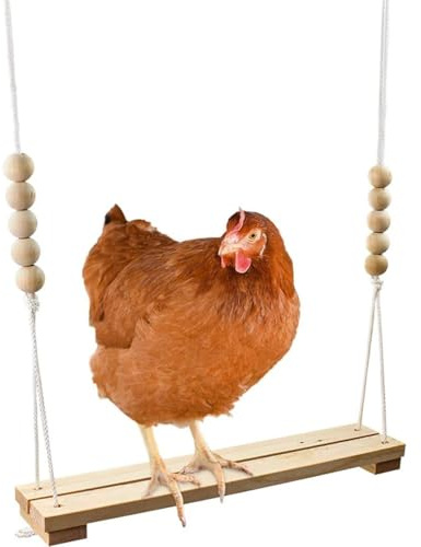 Jouets en Bois Naturel pour Poulailler Balançoire pour Poules Accessoires D'Habitat Et Fournitures Essentielles pour Éleveurs d'oiseaux (40cm)