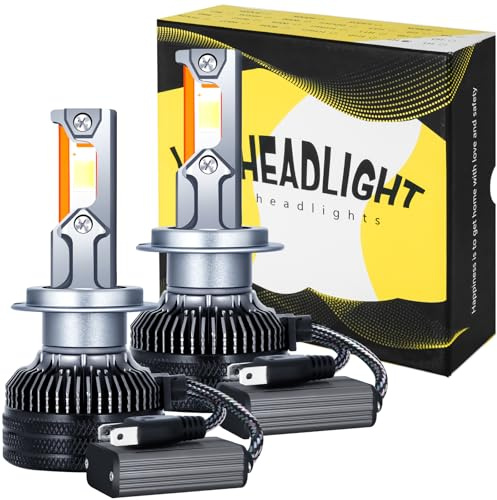 Yeecka 2 Piezas Bombillas H7 LED 11000LM, Lamparas LED H7 Faros Delanteros Coche, 12V 6000K Luces Blancas 800% Brillo