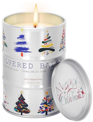Candele profumate regalo per donne e uomini cera di soia Candela profumata regalo di Natale Candela profumata Grande Candele Natale Decorazione Regali per donne (Argento)