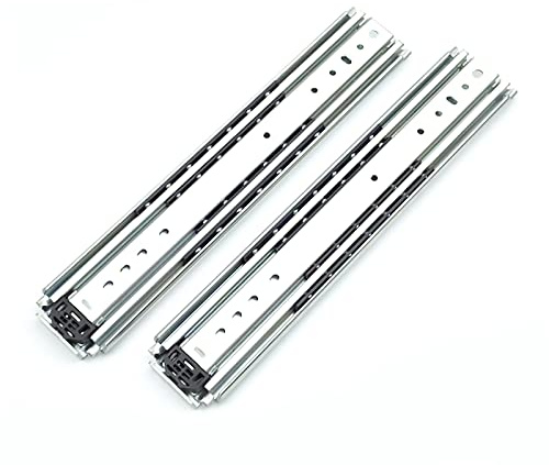 Guide per cassetti ad estensione completa per carichi pesanti, guide con cuscinetti a sfera in acciaio metallico, da 700 mm a 2000 mm, montaggio laterale a 3 pieghe, supporta 220-500 kg, 1 paio