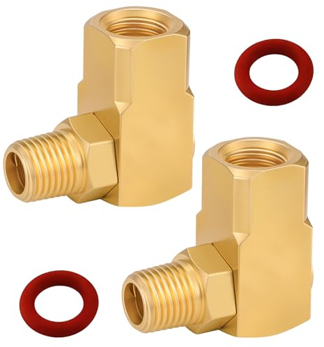 2 Pack 1/4 NPT Brass Swivel Joint 90° Elbow for Air Hose Reel, Female × Male Thread, 5000 PSI Max Pressure, Compatible with Side Winder 50310, Includes Teflon Tape for Leak-Free Connection (2)