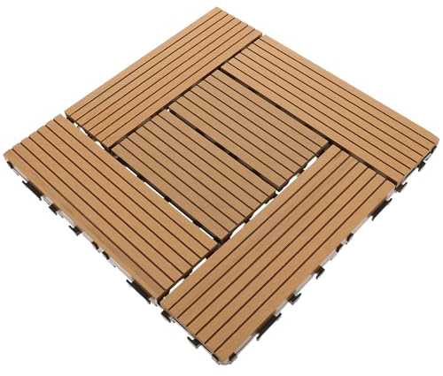 HEATSHAKING Piastrelle Incastro Esterno in Plastica Effetto Legno Pavimento Balcone Esterno Antiscivolo e Resistente alle Intemperie Giardino Facile da Installare per Patio Terrazza e Cortile