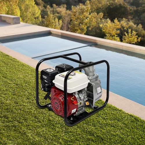 7,5 hk bensinvattenpump 4-taktsmotor vattenpumpar 3 tums anslutning, bärbar trädgårdspump avloppsvattenpump bensinpump, 210 cm³ cylindervolym, vattentransportkapacitet 1000 l/min