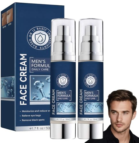 2 Pcs 6 In 1 Particle Face Cream for Men, Mens Anti Aging Face Cream, Firming Moisturiser for All Skin Types, 2 * 50ml