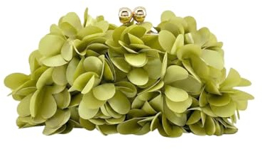 MODELISA - Bolso de Fiesta de Mano Tipo Clutch para Mujer con Flores con Cadena de Hombro para Ocasiones Especiales (Verde Lima)