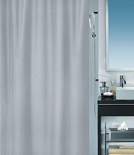 Spirella 1 Schimmel Duschvorhang-Anti-Bakteriell, waschbar, wasserdicht-Polyester, „Primo “ 180x180cm Grau, Grey, Sergé 240 X 180 cm