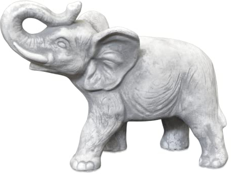 gartendekoparadies.de Imposanter Elefant Steinfigur, H. 28 cm, 10 kg, Grau, Frostsicher aus Steinguss für Außenbereich