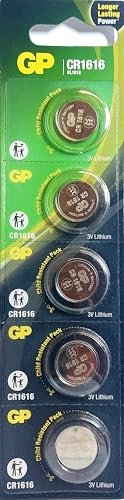 GP Batteries Lithium Cell CR1616 Lithium 3 V Piles au Lithium, Button/Coin, -10 – 60 °c, CR1616, Acier Inoxydable, Ampoule