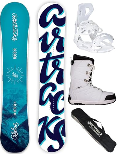 Airtracks Damen Snowboard-Set Orbelus Lady Camber + Bindung Master W Fastec + Boots + Sb Bag 140 145 150 155 cm
