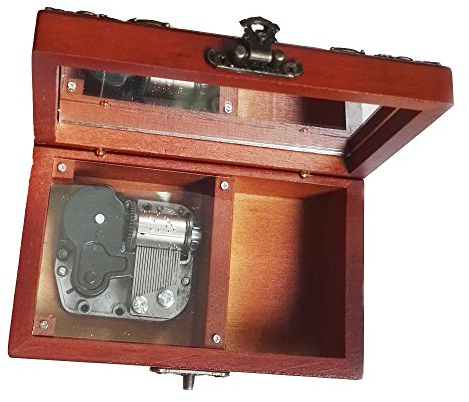FnLy Spieluhr aus Holz mit 18 Tönen, Antik-Spitze, mit versilbertem Uhrwerk, Mond Fluss