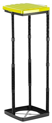 Grizzly porta sacchi spazzatura, 1x portarifiuti cestino per rifiuti con coperchio giallo, sistema a innesto regolabile in altezza con anello di fissaggio, per di diverse dimensioni da 25-120 litri