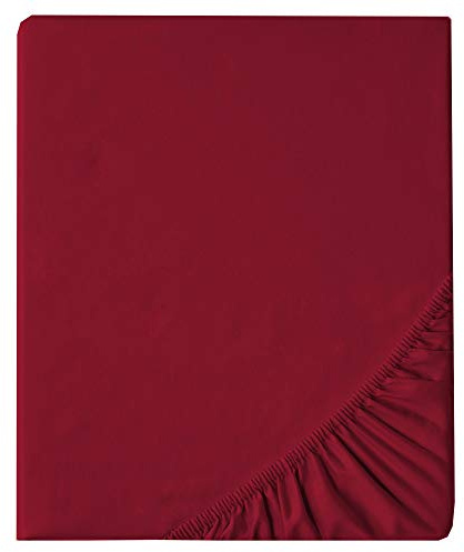 aqua-textil Luxury Linge de lit à Combiner 200 x 220 cm Drap-Housse Bordeaux Drap de lit en Coton mako satiné