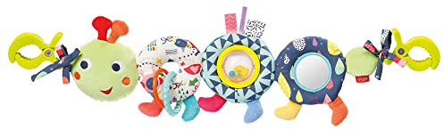 Fehn COLOR Friends 055344 Cadena para carrito con forma de oruga, cadena móvil con simpática figura de oruga para colgar de forma flexible, para bebés y niños pequeños a partir de 0 meses