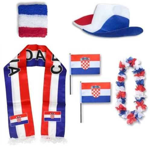 Sonia Originelli Fan-Set Kroatien Fan-Set 1 XXL - Kroatische Fanartikel EM WM Fußball Party Karneval