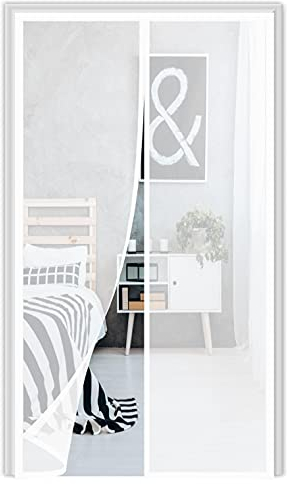 Magnet Fliegengitter Tür，120x210cm (47.24x82.67in) Balkontür Fliegengitter Tür ，Magnetisch Automatisches Schließen，für Balkontür Wohnzimmer Terrassentür ，Einfache Installation，Weiß