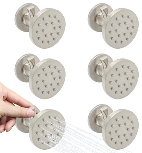 (Upgrade) Backnets Solid Brass Shower Body Spray with On Off Round Massage body jets Wall Mount Spa Jet Shower Heads, 2 inch Shower Body Sprayers Brushed Nickel, Rotating Shower Jet Water Flow Control