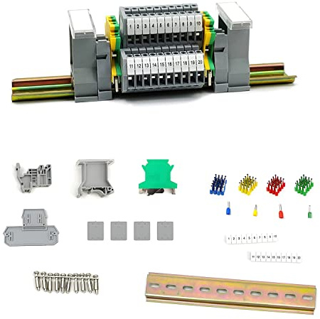 JINXIAN Kit di Doppio Strato Morsetti Su Guida DIN MBKKB2.5 di Morsettiere | Elettrici Rapidi di Classe Universale Connettore Cablaggio Compatto Adatto per Trasformazione di Circuiti