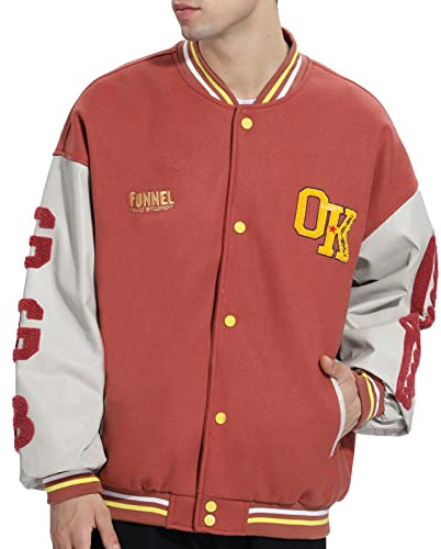 GIJOVANA Veste Baseball Homme Bomber Universite Americaine Blouson Lettre Broderie Unisexe Varsity Jacket Femme Vintage Mode
