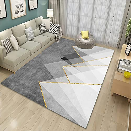 Teppich Designer Teppich,Rutschfester, Leicht Zu Reinigender Teppich, Grau, Schwarz, Geometrisches Design hauseingang,Moderne teppiche Wohnzimmer 180x250cm