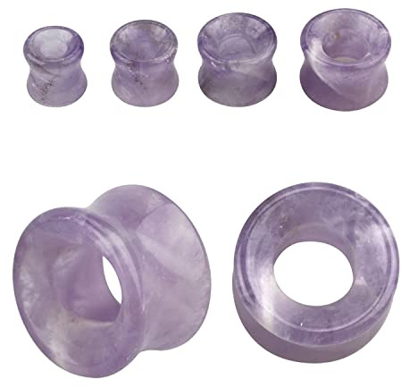 6-20 mm Ohr Piercing Flesh Tunnel Stein Amethyst Lila Stone Nature Plug 10 mm