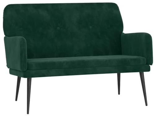 vidaXL Sitzbank, Bank Polsterbank mit Rückenlehne Armlehne, Sofa Flurbank für Wohnzimmer, Garderobenbank Metallgestell, Modern, Dunkelgrün Samt
