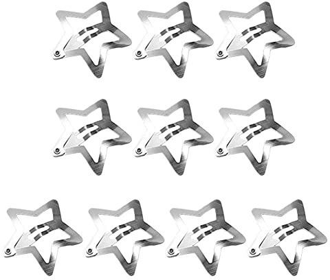 GXFCAI 5Pcs Silber Stern BB Haarspangen Nette Stern Haarspangen Frauen Einfache Mini Metall Zubehör Snap Kopfschmuck Schmuck Haarspange, 10.0 stück