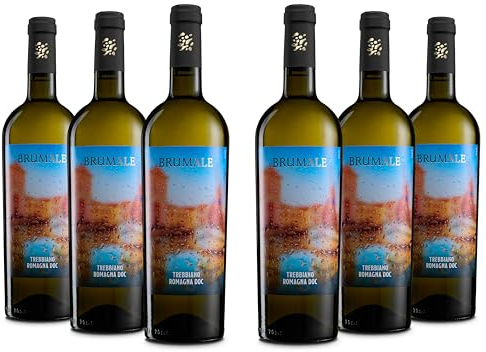 Brumale Vino Trebbiano di Romagna DOC, Frischer und Mineralischer Wein mit Fruchtigem und Blumigem Bouquet, 12% Vol., Karton mit 6 Flaschen mit jeweils 750 ml
