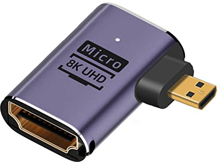 CY 8K Cable Right Angled Micro HDMI Male to HDMI 2.1 Female UHD Extension Gold Converter Adapter Support 8K 60hz HDTV