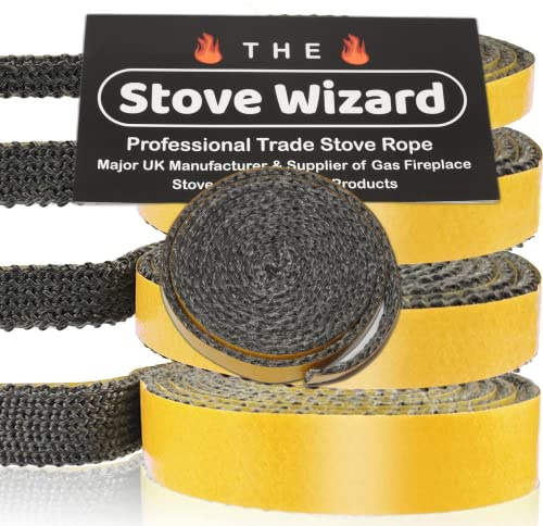 The Stove Wizard Flat Self-Adhesive Stove Rope 3mm x 3.5m | Self-adhesive backing, High-temperature resistant, For stove door seals