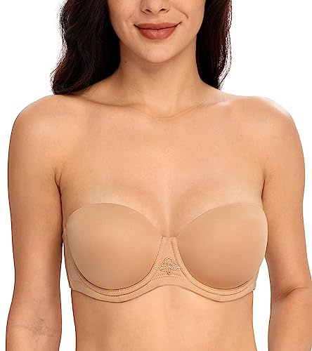 DotVol Donna Reggiseno Senza Spalline Reggiseno Push-up con Coppe Sagomate per Abiti da Sera Ballo Sposa Noci 6C