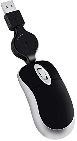 Mouse ultra-leggero per computer, mini mouse ottico telescopico retrattile, design ergonomico, mouse da gioco nero
