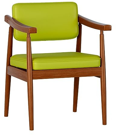 KAMPCO Chaises de Salle à Manger en Bois Massif Noyer, Chaise d'appoint de Cuisine rétro avec Assise et Dossier en Cuir Fuax, Fauteuil de Loisir pour la Maison, la Chambre à Coucher et Le Salon