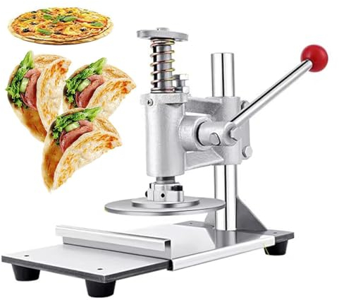 OPSREY Pizza Dough Press Machine, Manual Small Stainless Steel Press Machine, Adjustable Thickness, with Pull-Out Tray for Pizza, Pie,Tortillas, Pastry, Kitchen Tool for Commercial or Family 16cm