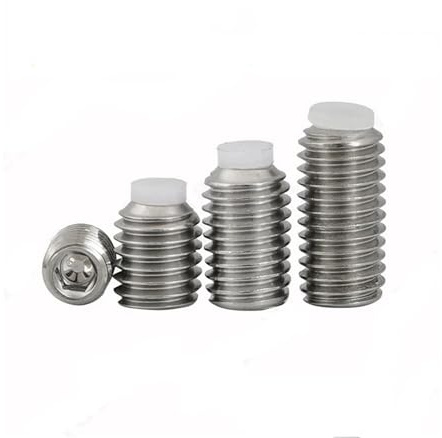 TULDYS 2/5 Stück M3 M4 M5 M6 M8 M10 304 Edelstahl Kopf Innensechskant Kunststoff Nylon Hund konvexer Endpunkt Spitze Madenschraube Stellschraube(5pcs M6x8mm)